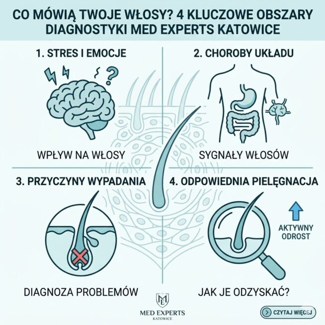 diagnostyka trychologicznej Med Experts Katowice - stres, choroby, leczenie łysienia, profesjonalna pielęgnacja i odrost włosów.